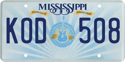 MS license plate KOD508