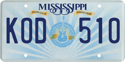 MS license plate KOD510