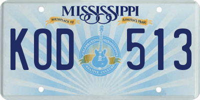 MS license plate KOD513