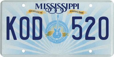 MS license plate KOD520