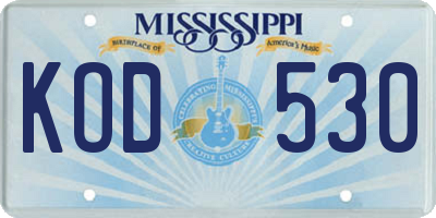 MS license plate KOD530