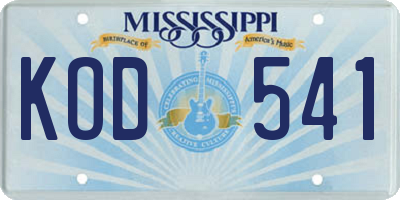 MS license plate KOD541