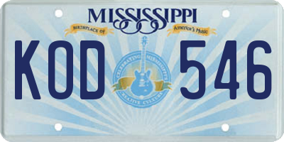 MS license plate KOD546