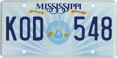 MS license plate KOD548
