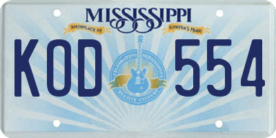 MS license plate KOD554