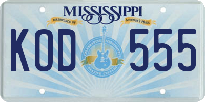 MS license plate KOD555