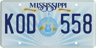 MS license plate KOD558