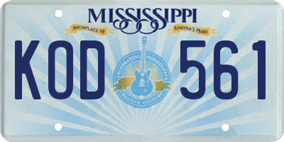 MS license plate KOD561
