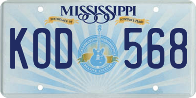 MS license plate KOD568