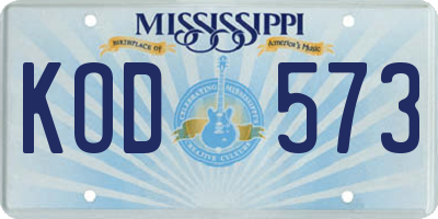 MS license plate KOD573