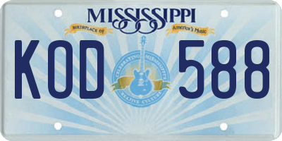 MS license plate KOD588