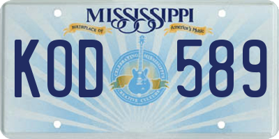 MS license plate KOD589