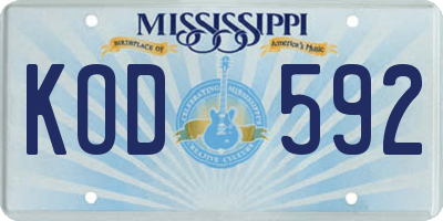 MS license plate KOD592