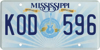 MS license plate KOD596