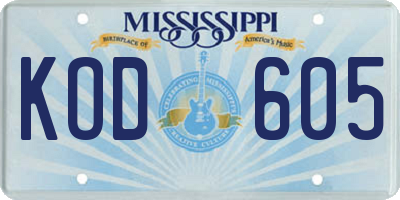 MS license plate KOD605