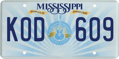 MS license plate KOD609