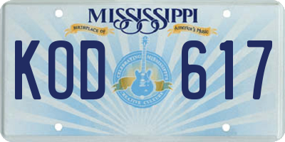 MS license plate KOD617