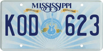 MS license plate KOD623