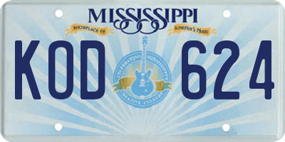 MS license plate KOD624