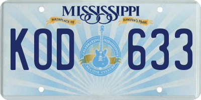 MS license plate KOD633