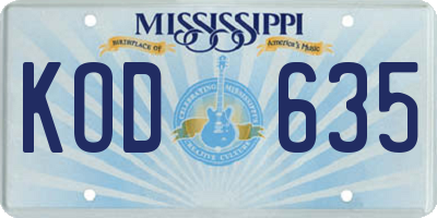 MS license plate KOD635