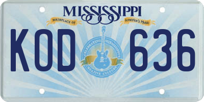MS license plate KOD636