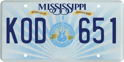 MS license plate KOD651