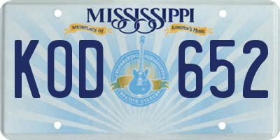 MS license plate KOD652