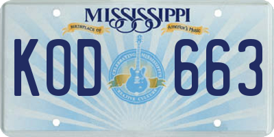 MS license plate KOD663