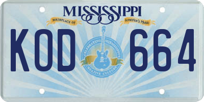 MS license plate KOD664