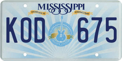 MS license plate KOD675