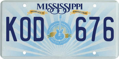 MS license plate KOD676