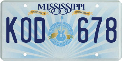 MS license plate KOD678