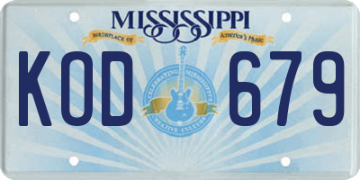 MS license plate KOD679
