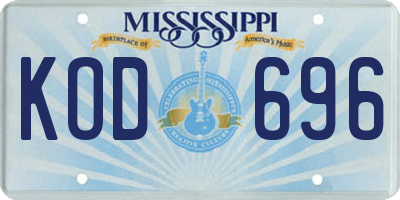 MS license plate KOD696