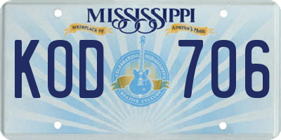 MS license plate KOD706