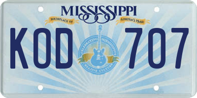 MS license plate KOD707