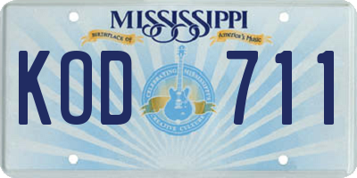 MS license plate KOD711