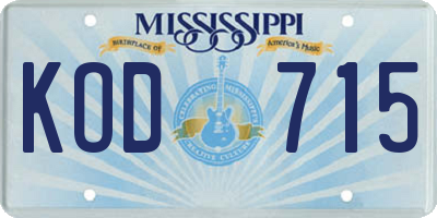 MS license plate KOD715