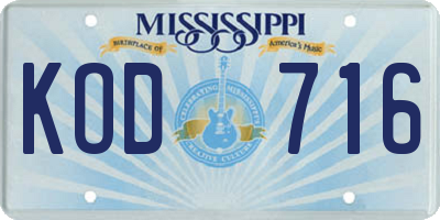 MS license plate KOD716