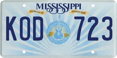 MS license plate KOD723