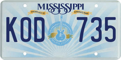 MS license plate KOD735