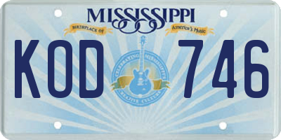MS license plate KOD746