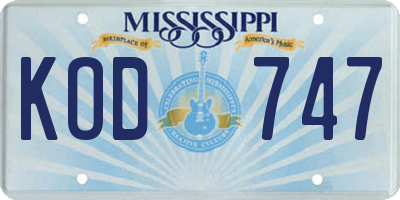 MS license plate KOD747