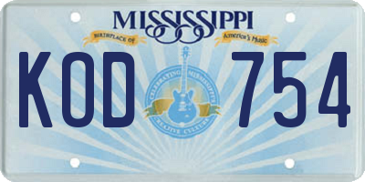 MS license plate KOD754