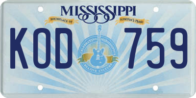 MS license plate KOD759
