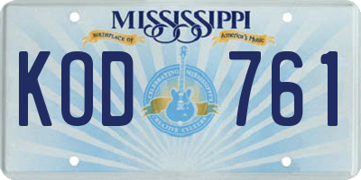 MS license plate KOD761