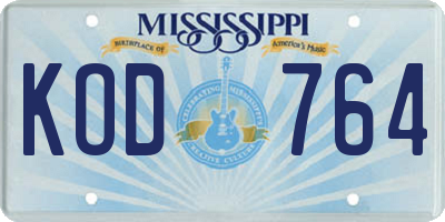 MS license plate KOD764
