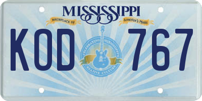 MS license plate KOD767