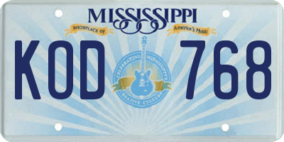 MS license plate KOD768
